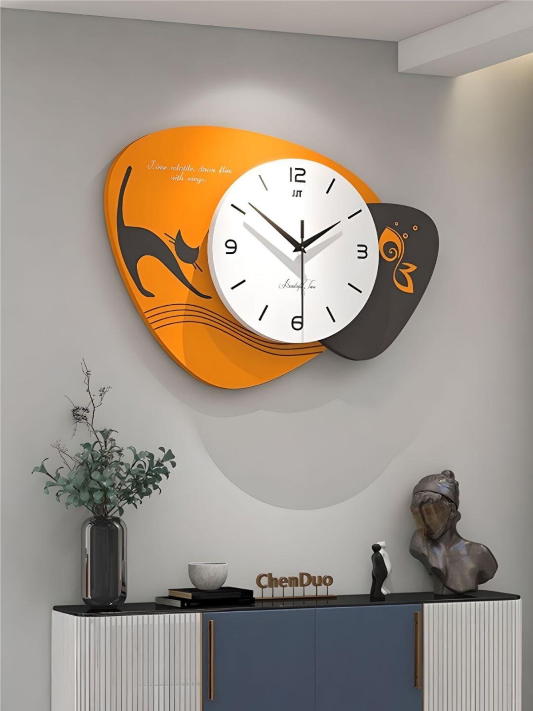 

The Art House Orange & White Textured Abstract Shaped Contemporary Wall Clock