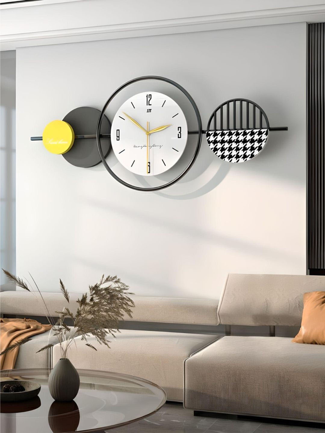 

The Art House White & Black Textured Geometric Shaped Contemporary Analogue Wall Clock