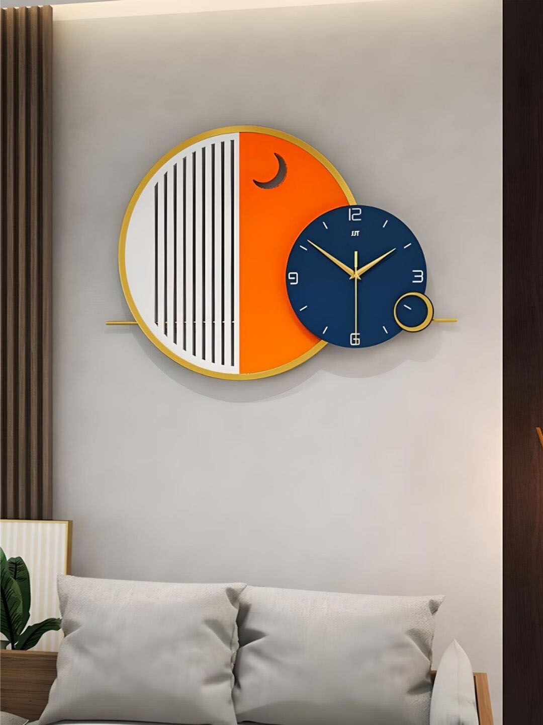 

The Art House Blue & Orange Geometric Shaped Contemporary Analogue Wall Clock