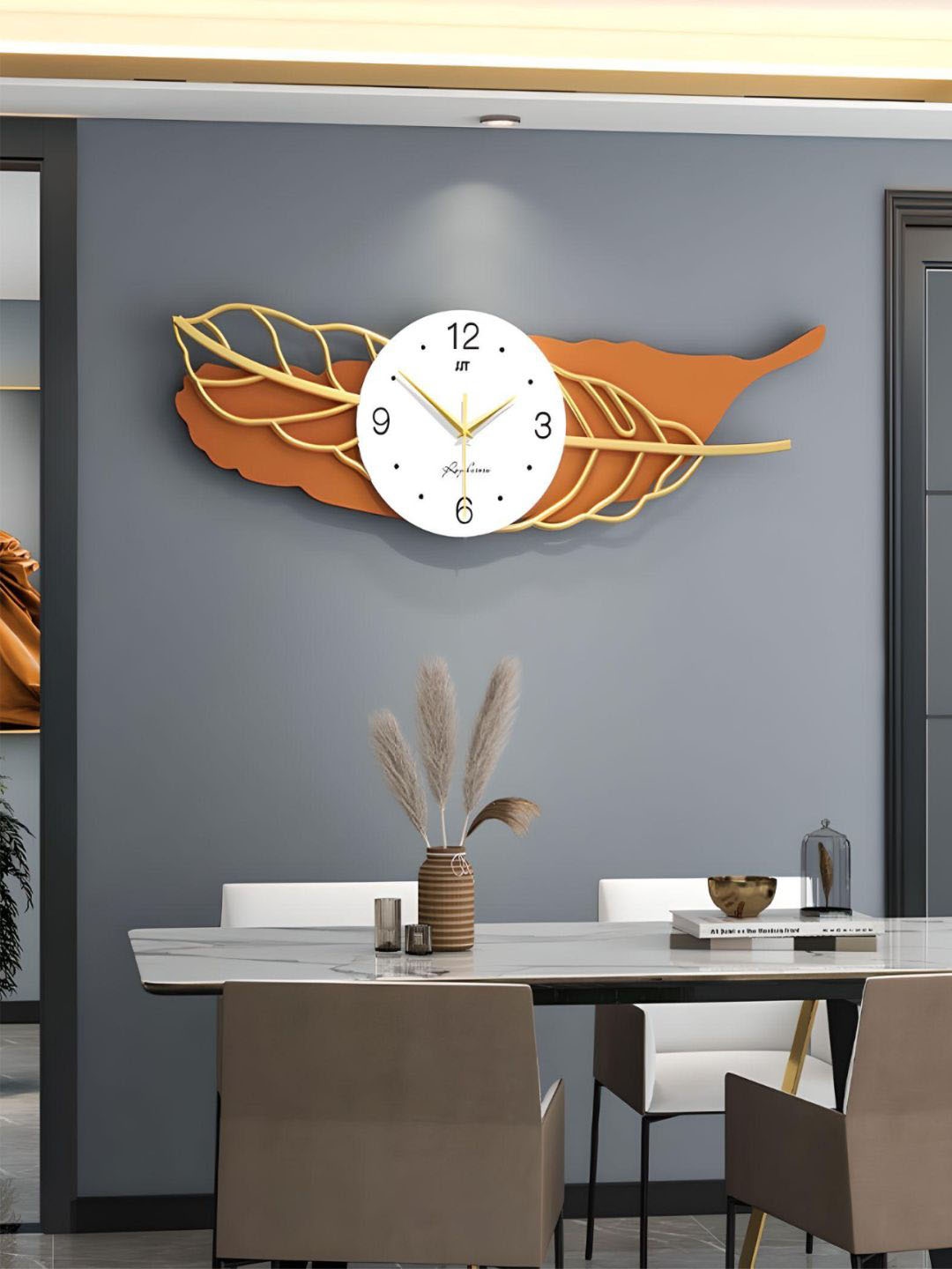 

The Art House White & Brown Leaf Shaped Contemporary Wall Clock