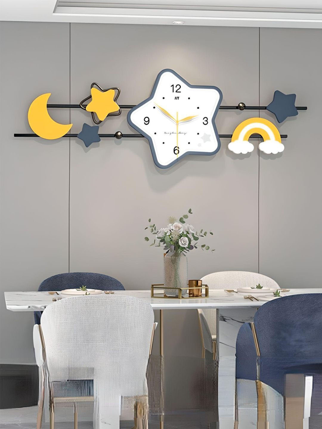 

The Art House White Printed Abstract Shaped Contemporary Wall Clock