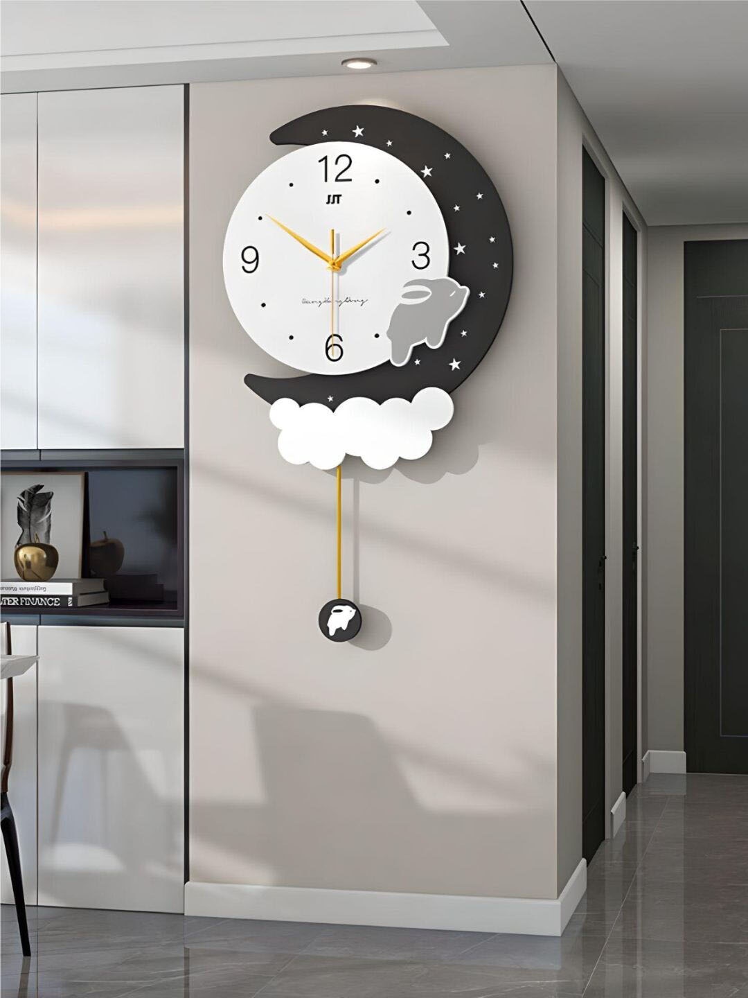 

The Art House White & Black Textured Abstract Shaped Contemporary Wall Clock