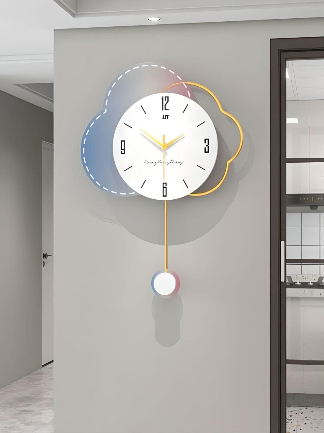 

The Art House White & Blue Printed Abstract Shaped Contemporary Wall Clock