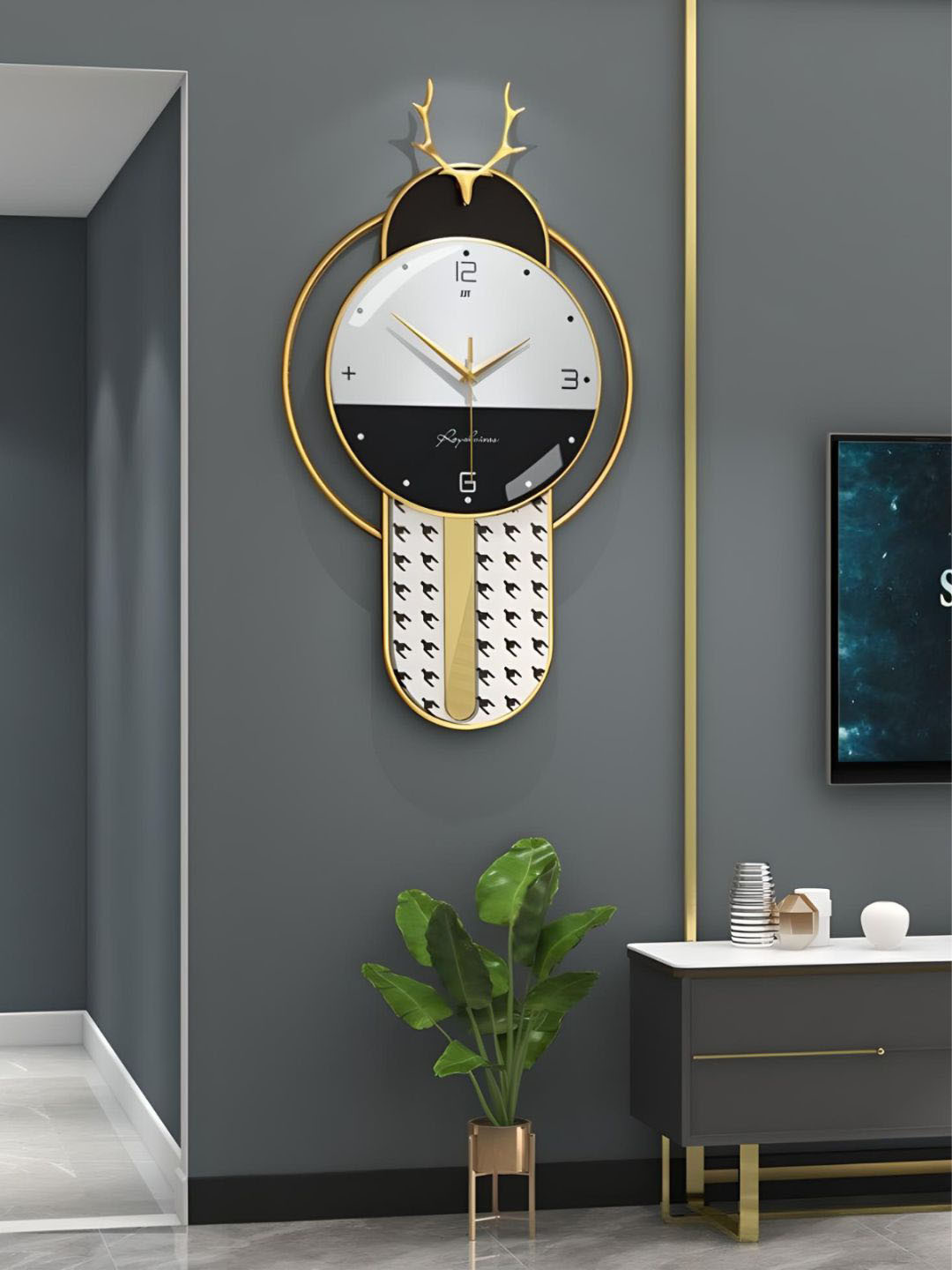 

The Art House Black & White Textured Abstract Shaped Contemporary Wall Clock