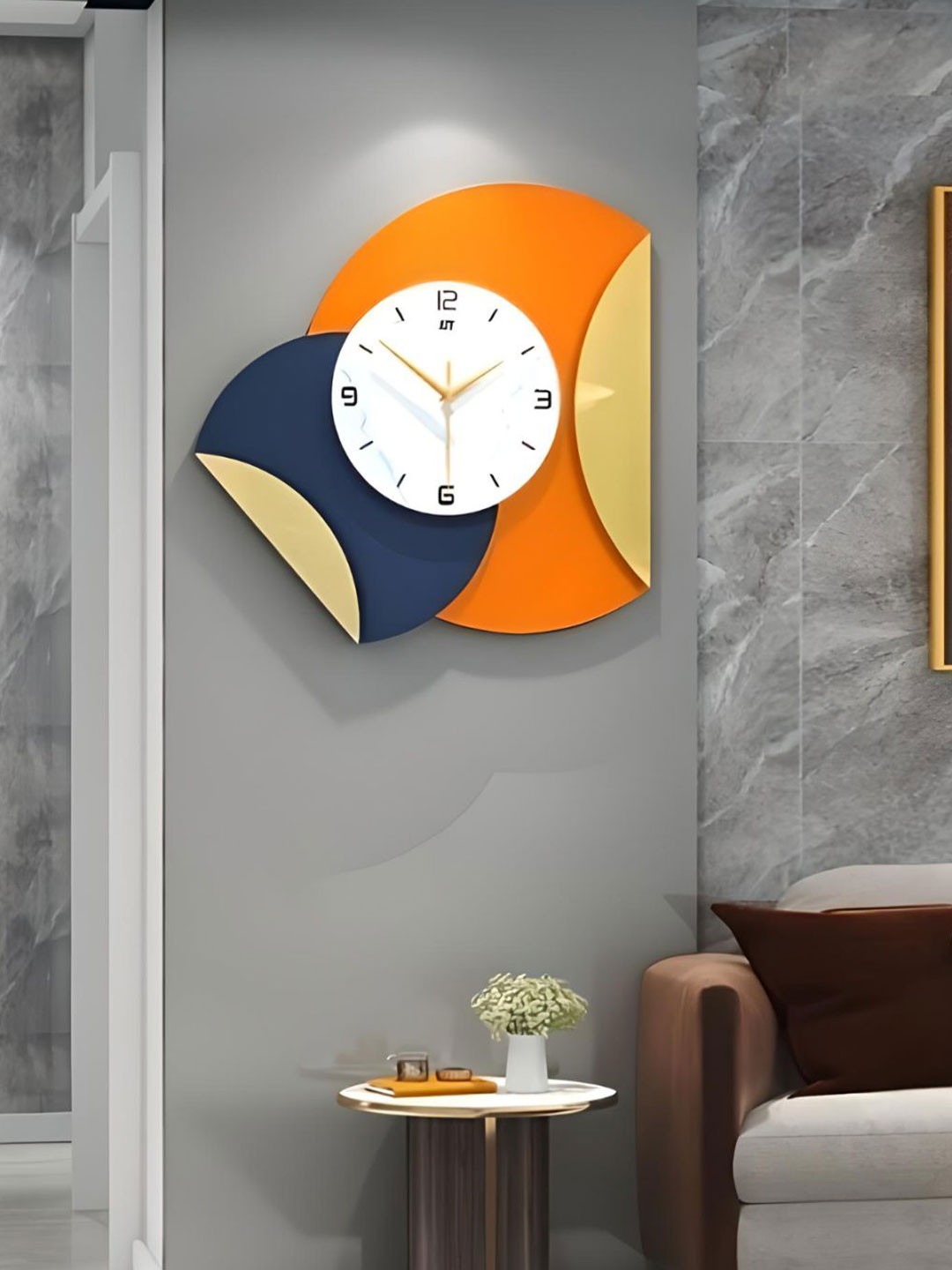 

The Art House Blue & Orange Textured Round Shaped Contemporary Analogue Wall Clock
