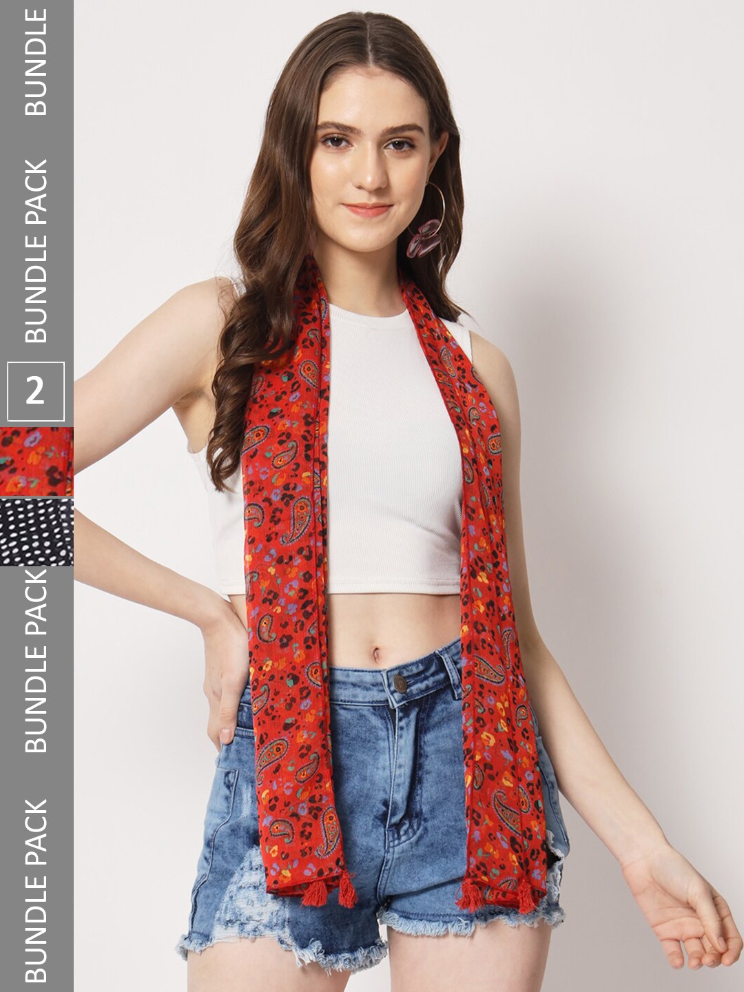 

Trend Arrest Set of 2 Printed scarves, Red