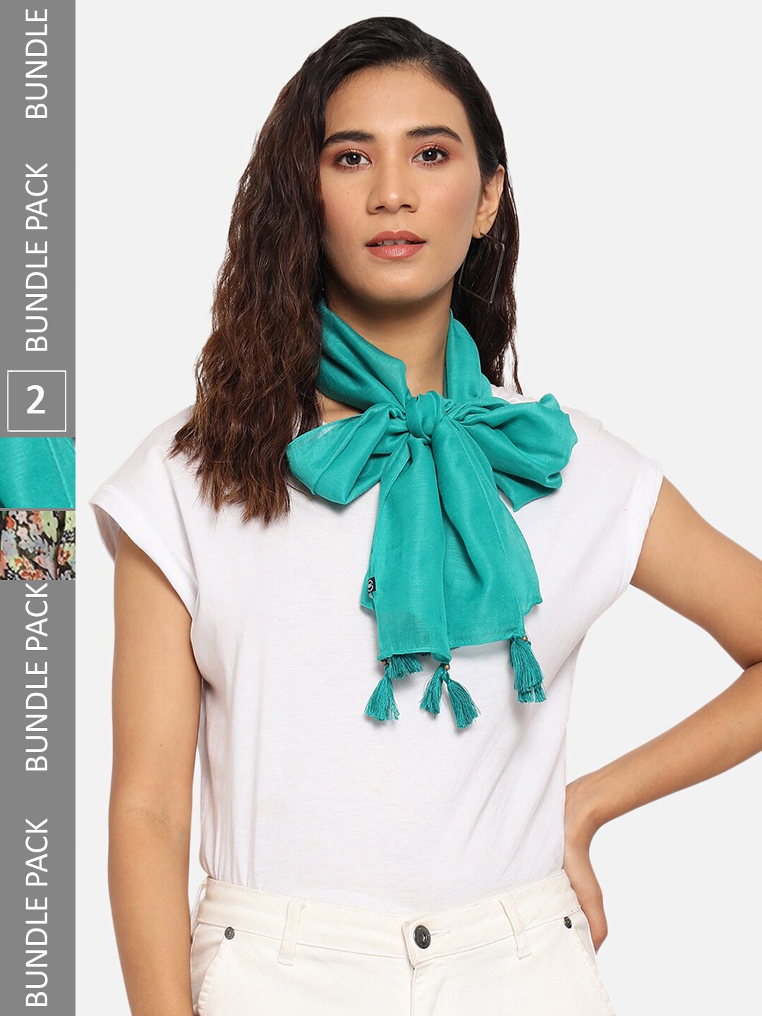 

Trend Arrest Pack Of 2 Printed Scarves, Blue