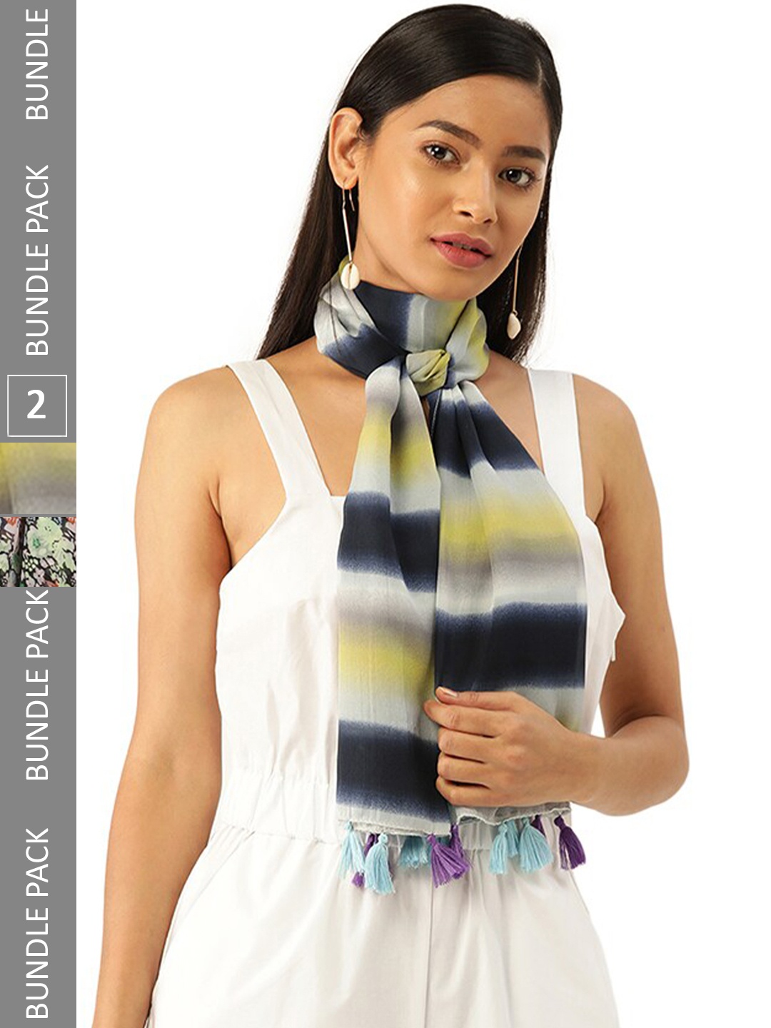 

Trend Arrest Set of 2 Printed scarves, Green