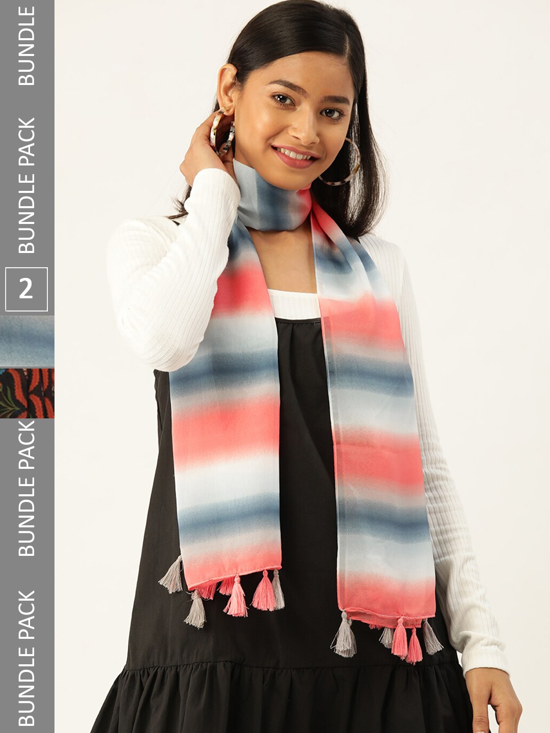 

Trend Arrest Women Set Of 2 Printed Scarf, Red
