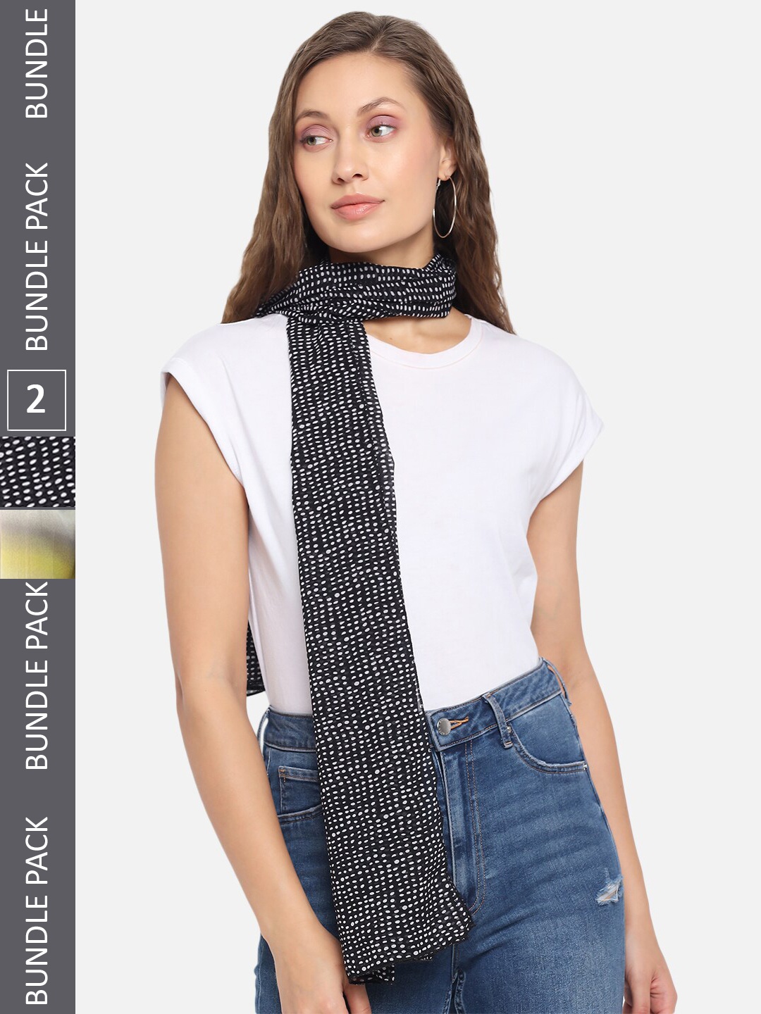 

Trend Arrest Pack of 2 Printed Scarf, Black