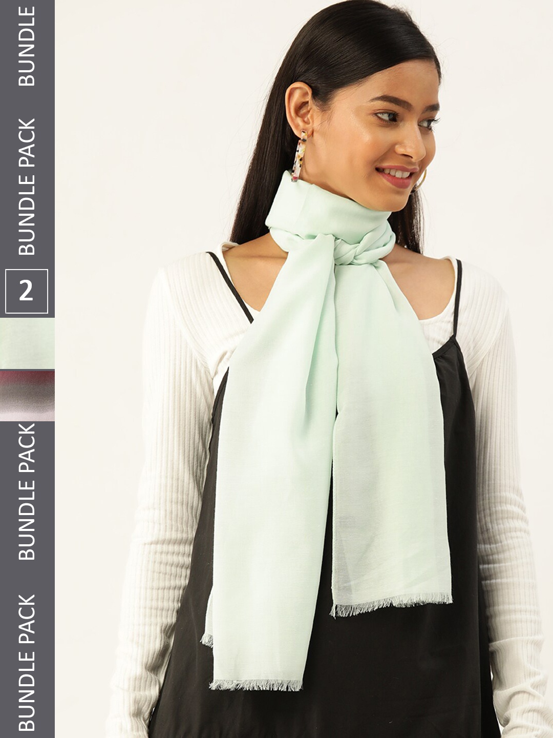 

Trend Arrest Set of 2 Striped scarves, Green