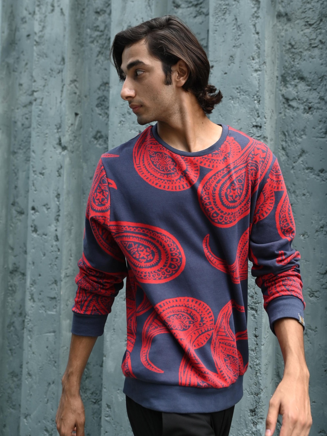 

RARE RABBIT Men Paiza Printed Sweatshirt, Blue