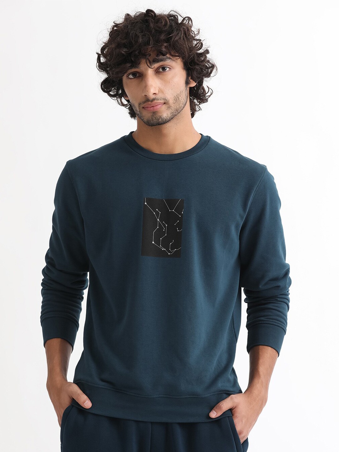 

RARE RABBIT Men Bexx Round Neck Sweatshirt, Teal