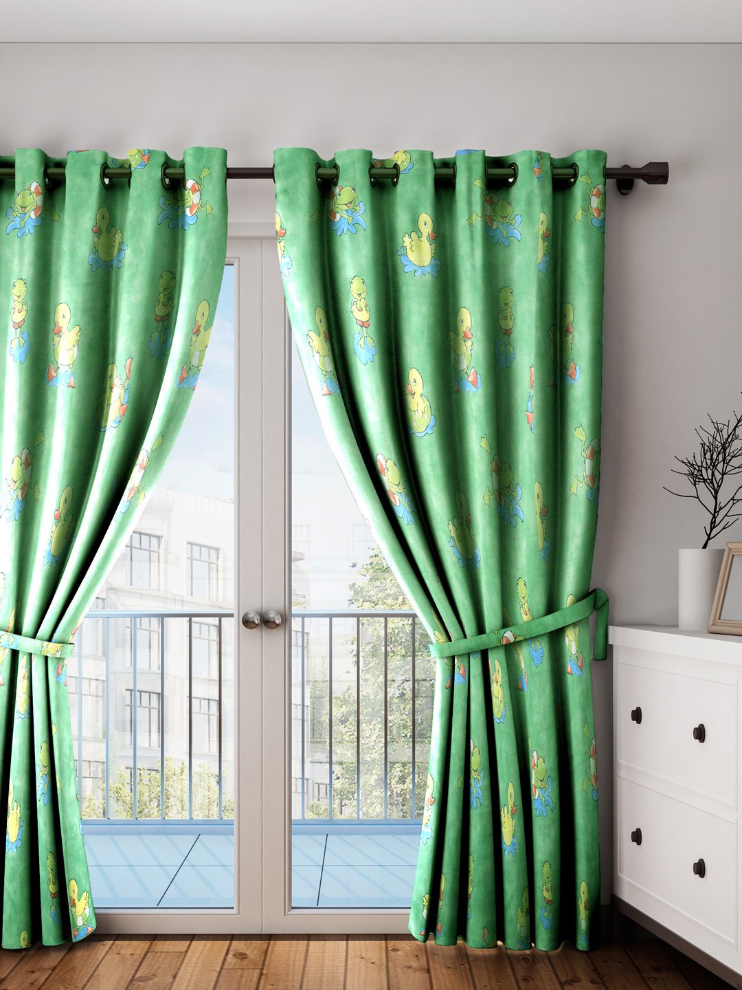 

HOUZZCODE Green Single Door Curtains