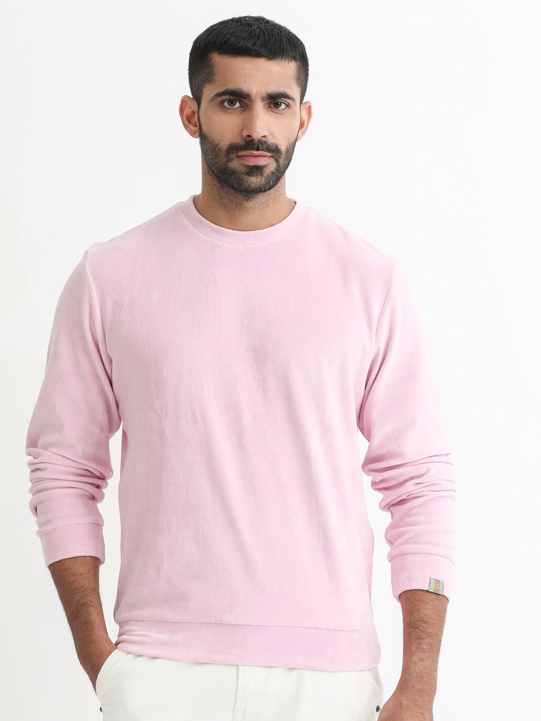 

RARE RABBIT Men Dube Round Neck Sweatshirt, Pink