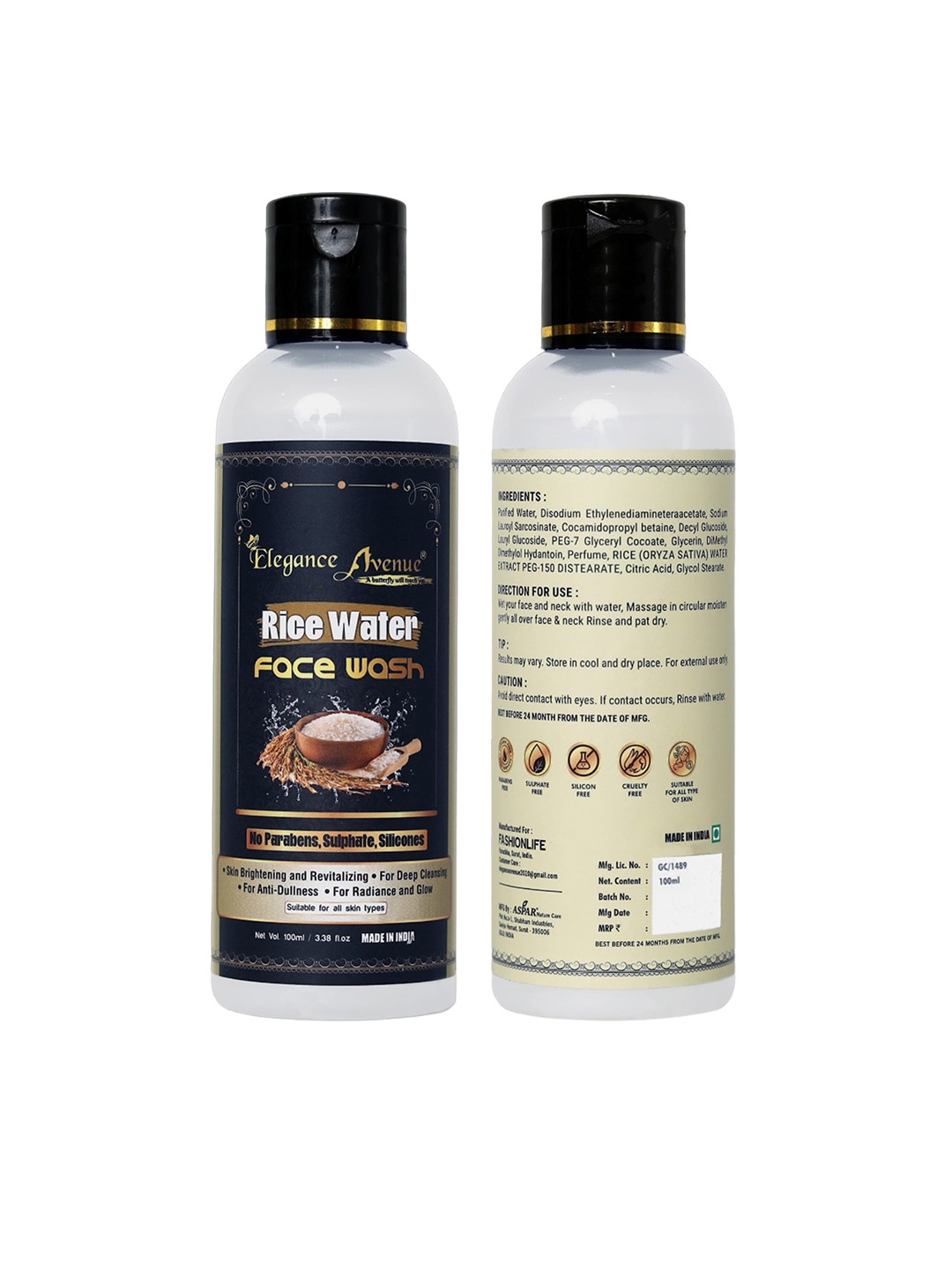 

Elegance Avenue Rice Water Facewash - 100ml, White