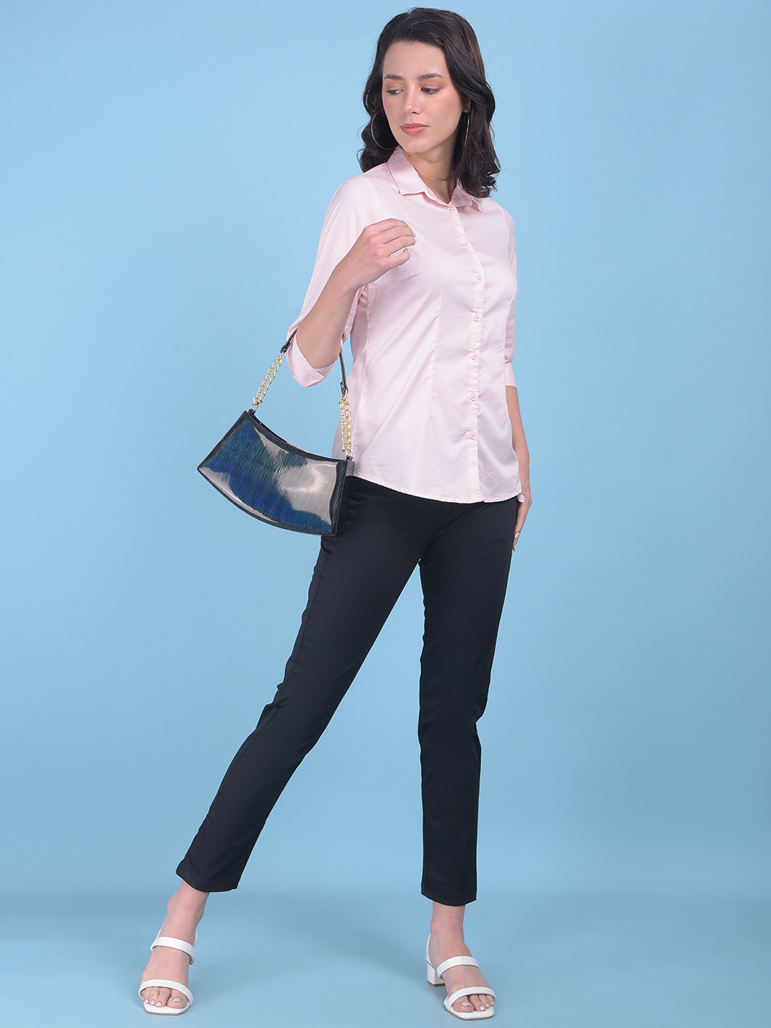 

Crimsoune Club Slim Fit Spread Collar Casual Shirt, Pink