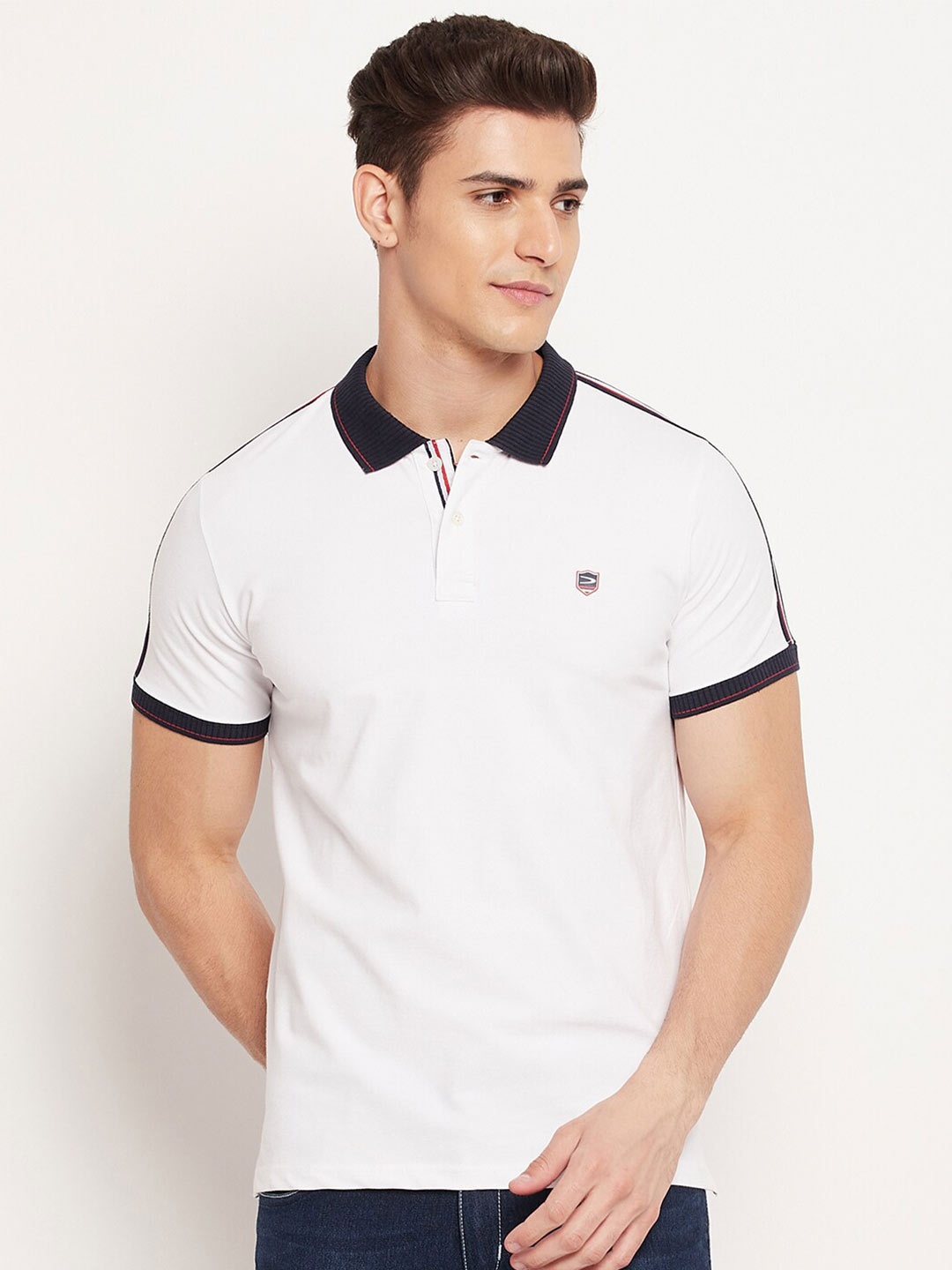 

Duke Polo Collar Cotton Slim Fit T-shirt, White