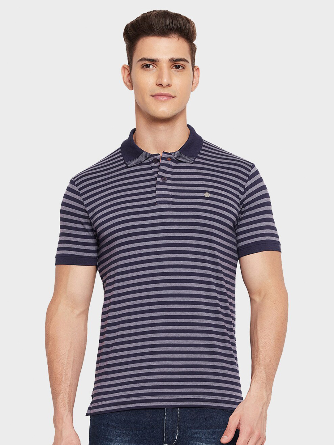 

Duke Striped Polo Collar Cotton Slim Fit T-shirt, Blue