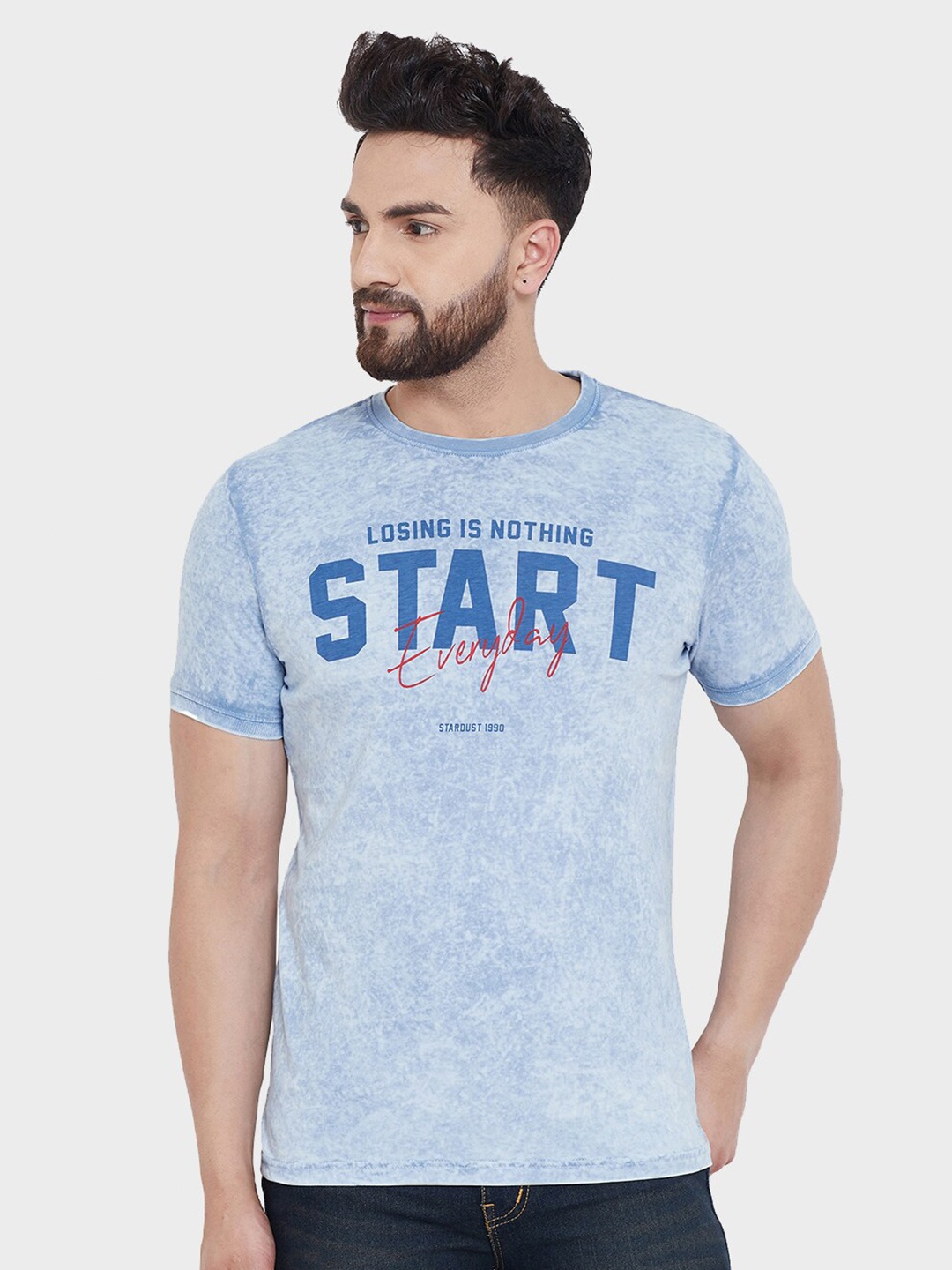 

Duke Typography Printed Cotton Slim Fit T-shirt, Blue