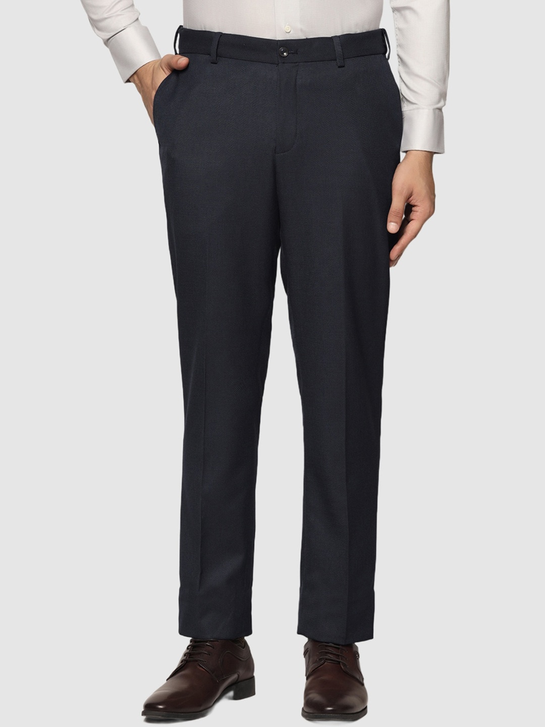 

Blackberrys Men Mid-Rise Formal Trousers, Navy blue