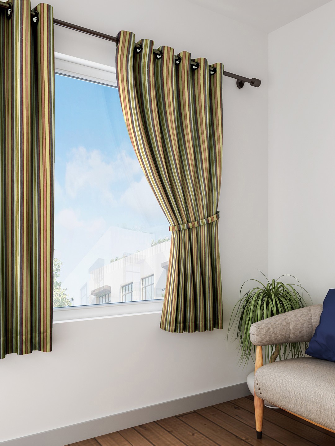 

HOUZZCODE Multicoloured Set of Single Window Curtains, Multi