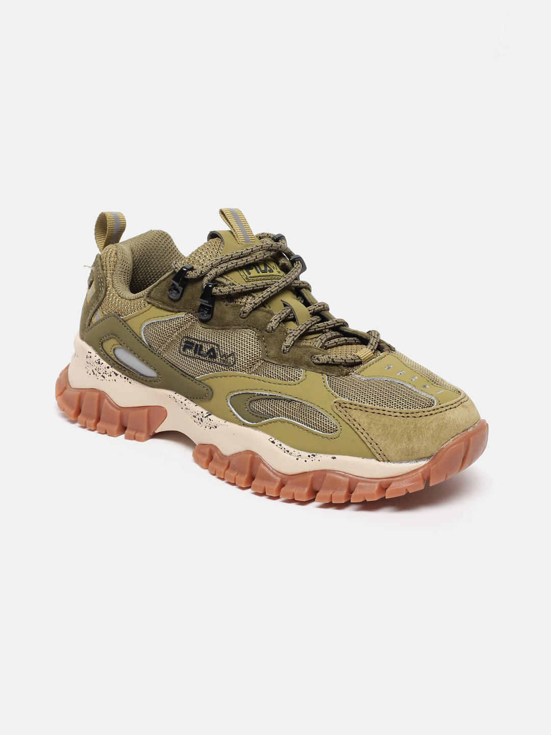 

FILA Women Lace-Up Mesh Running Shoes, Olive