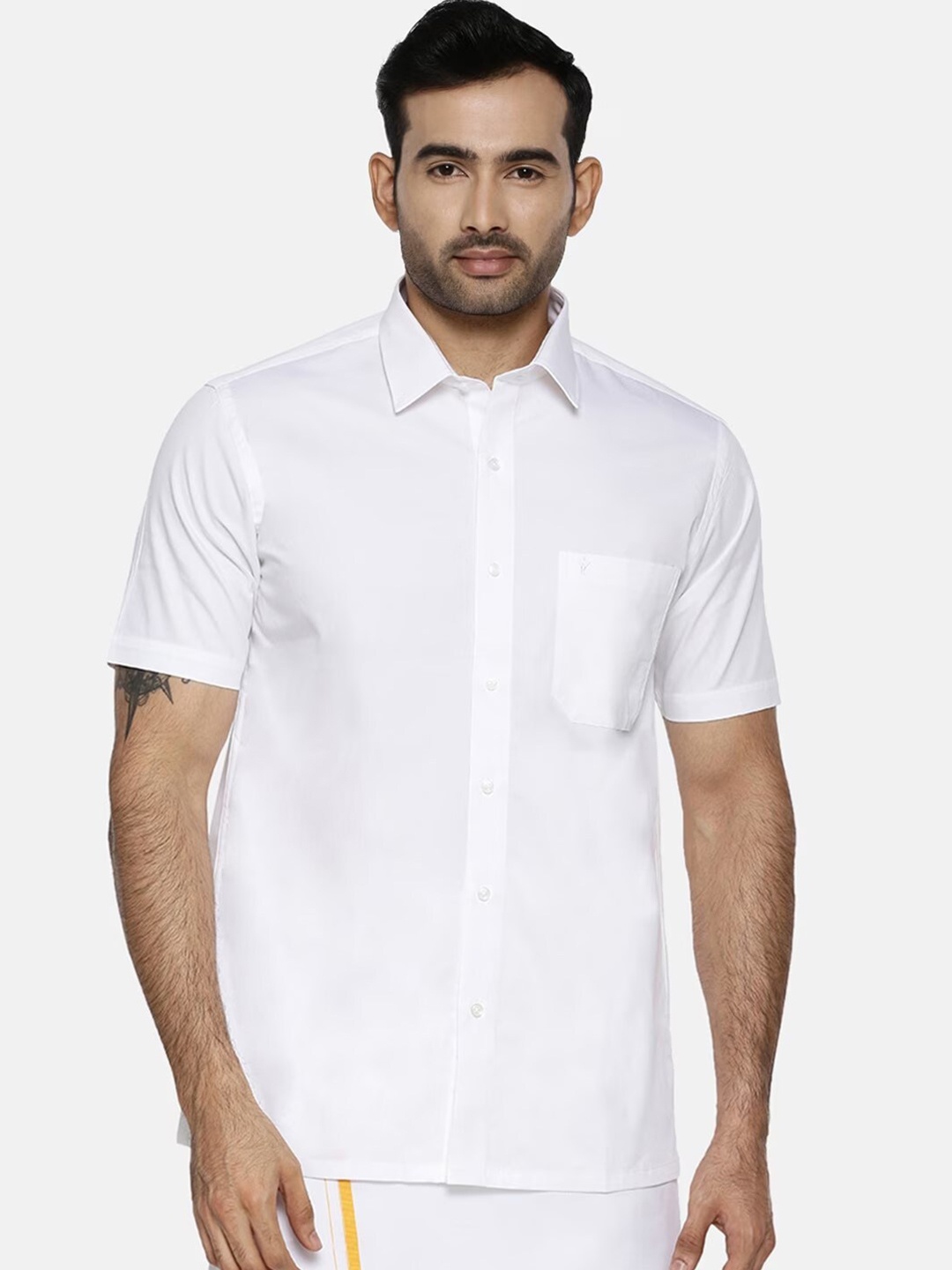 

Ramraj Classic Spread Collar Casual Cotton Shirt, White