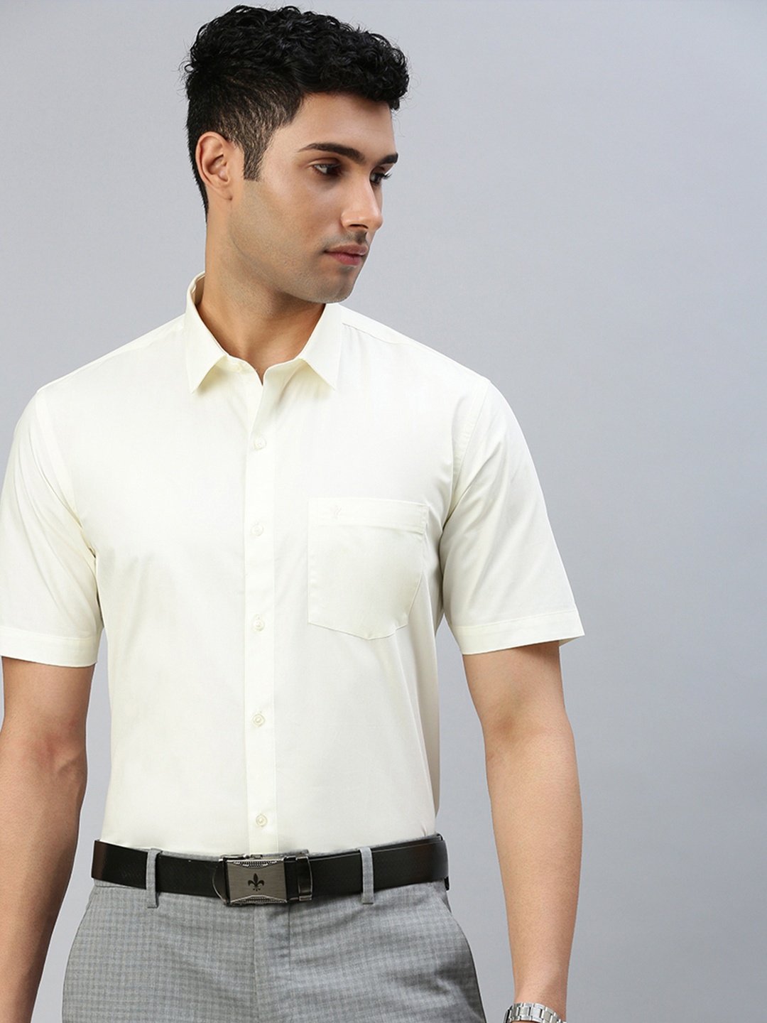 

Ramraj Classic Spread Collar Casual Cotton Shirt, Off white