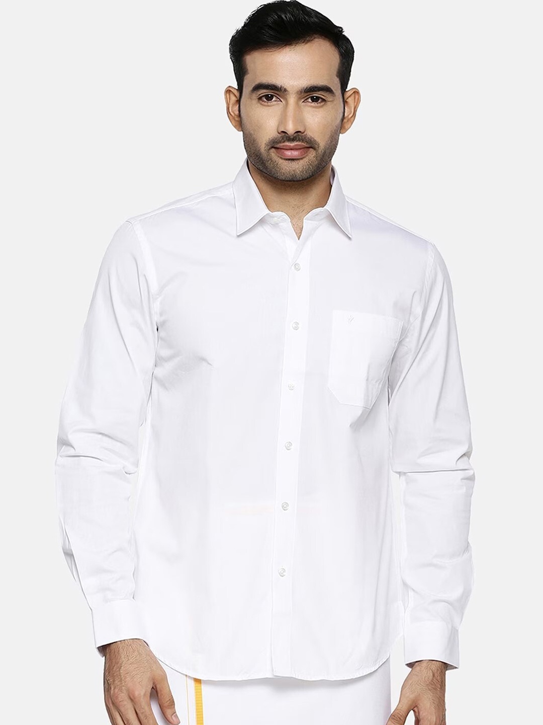 

Ramraj Classic Spread Collar Casual Cotton Shirt, White