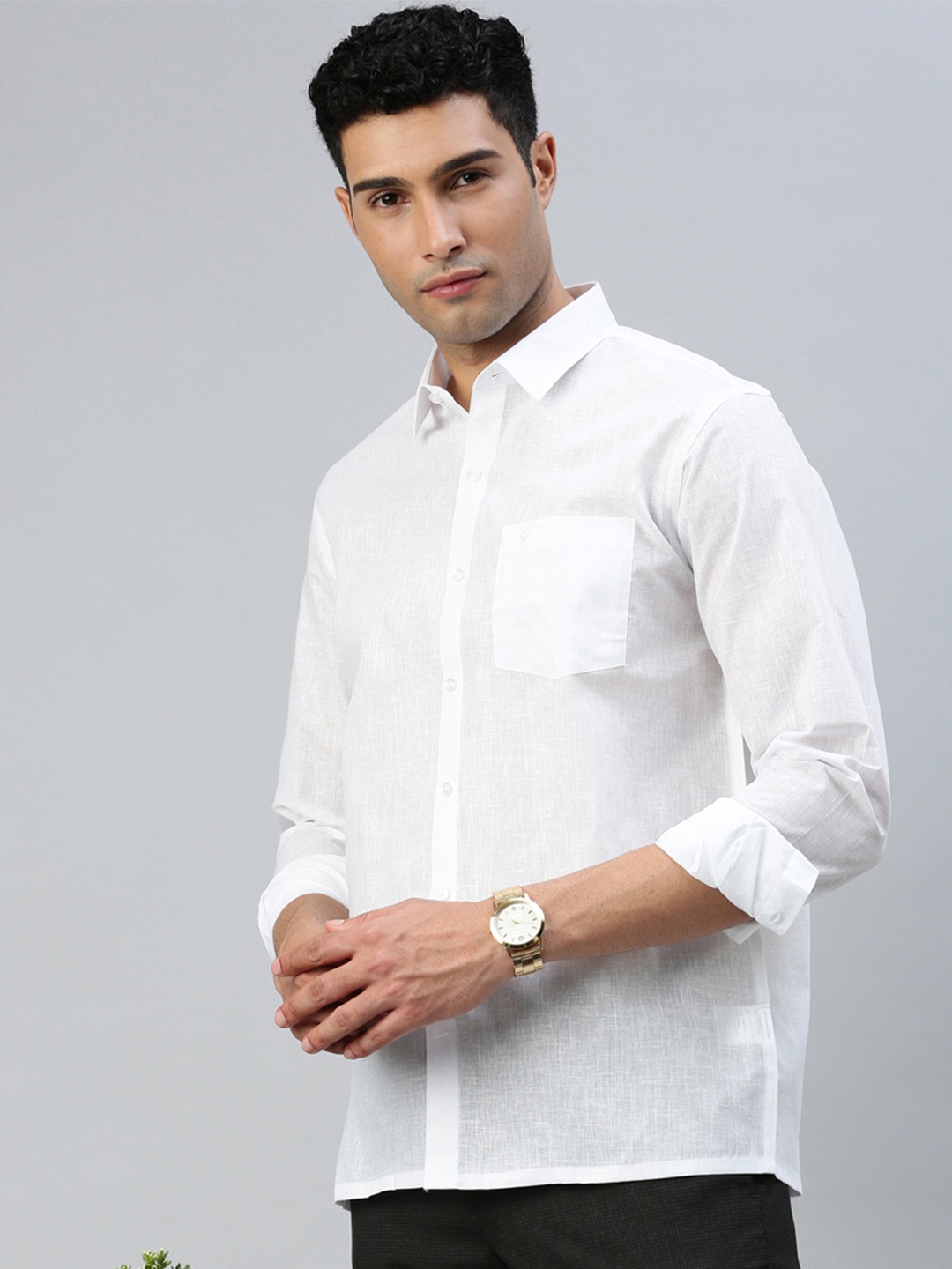 

Ramraj Classic Spread Collar Casual Cotton Shirt, White