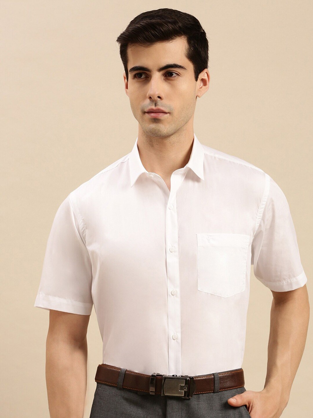 

Ramraj Classic Spread Collar Formal Cotton Shirt, White