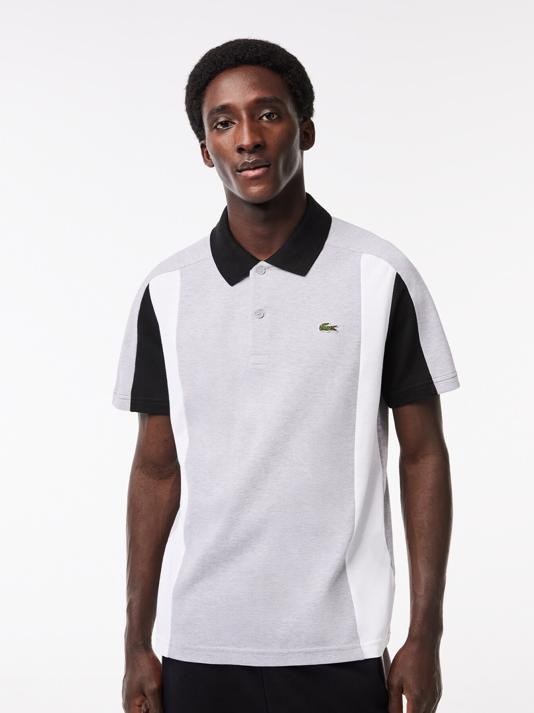 

Lacoste Colourblocked Polo Collar Pure Cotton T-Shirt, Grey