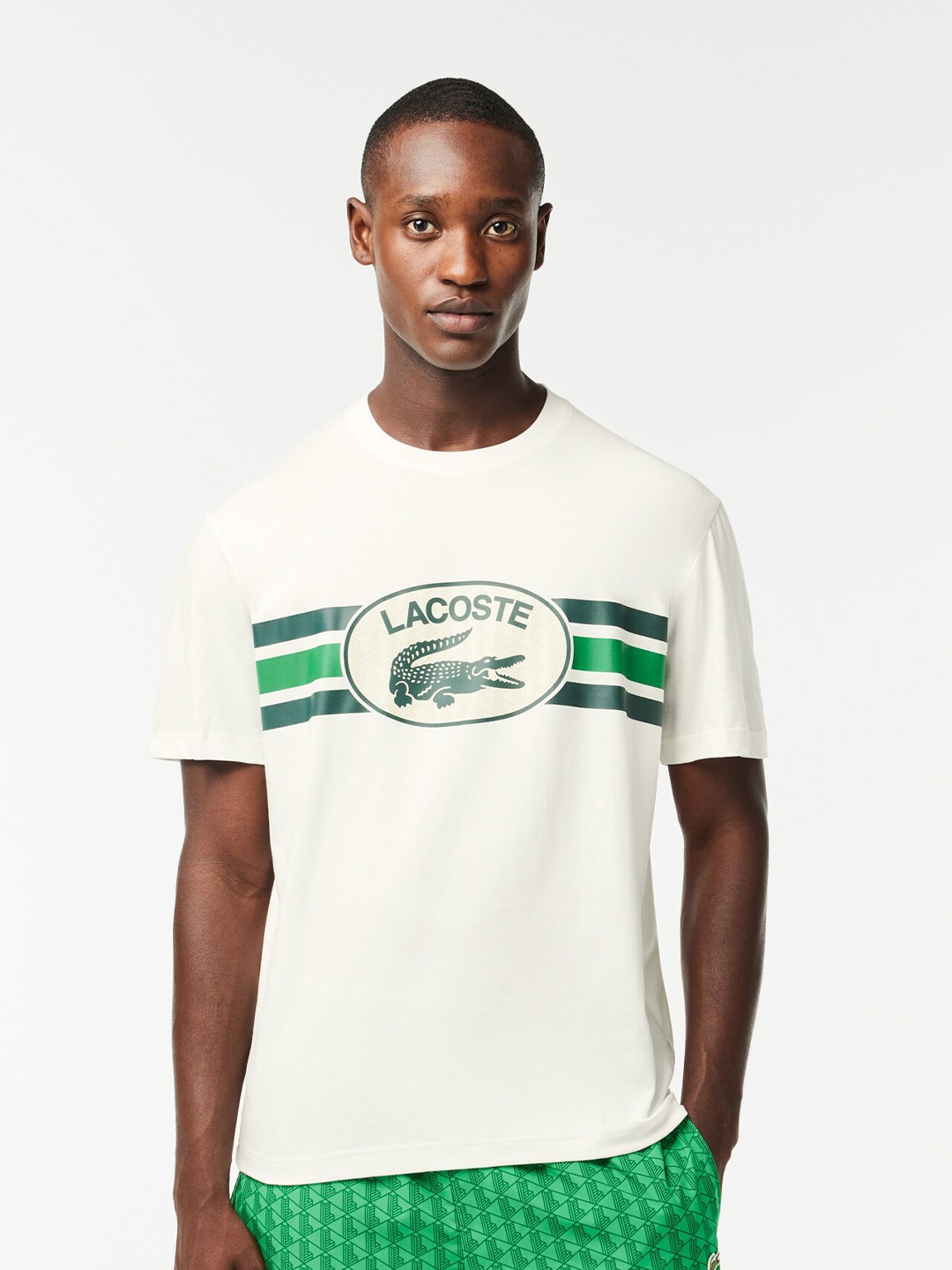 

Lacoste Brand Logo Printed Cotton T-shirt, White