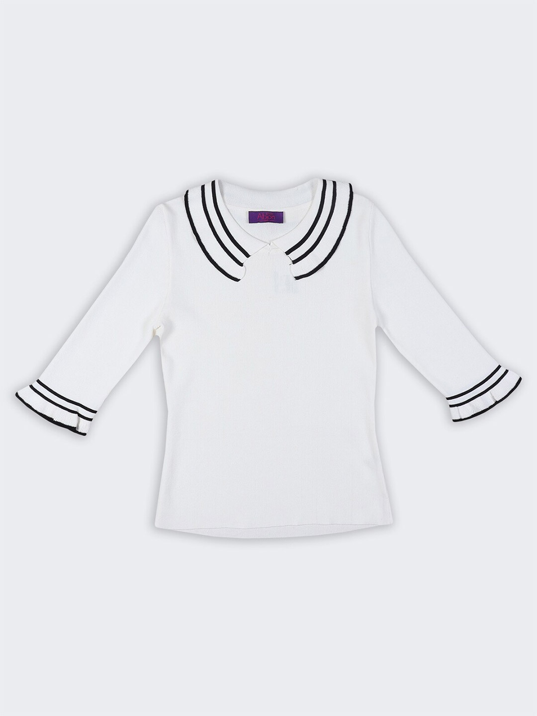 

Steele Girls Peter Pan Collar Bell Sleeves Georgette Top, White