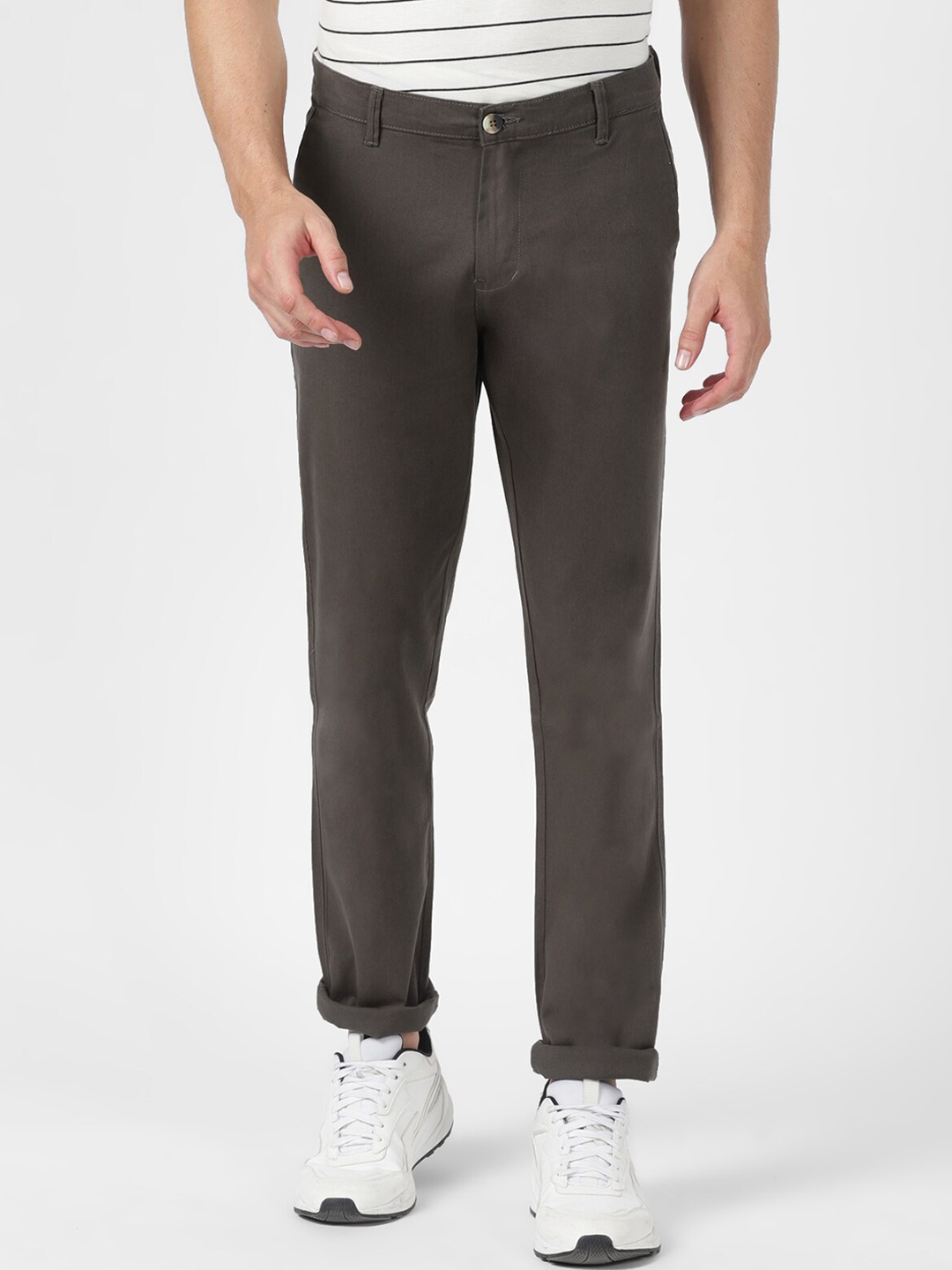 

UrbanMark Men Smart Slim Fit Trousers, Grey