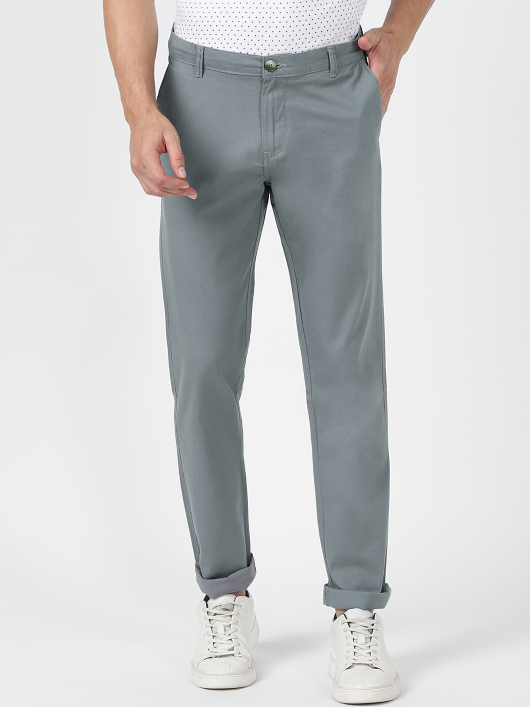 

UrbanMark Men Smart Slim Fit Trousers, Grey