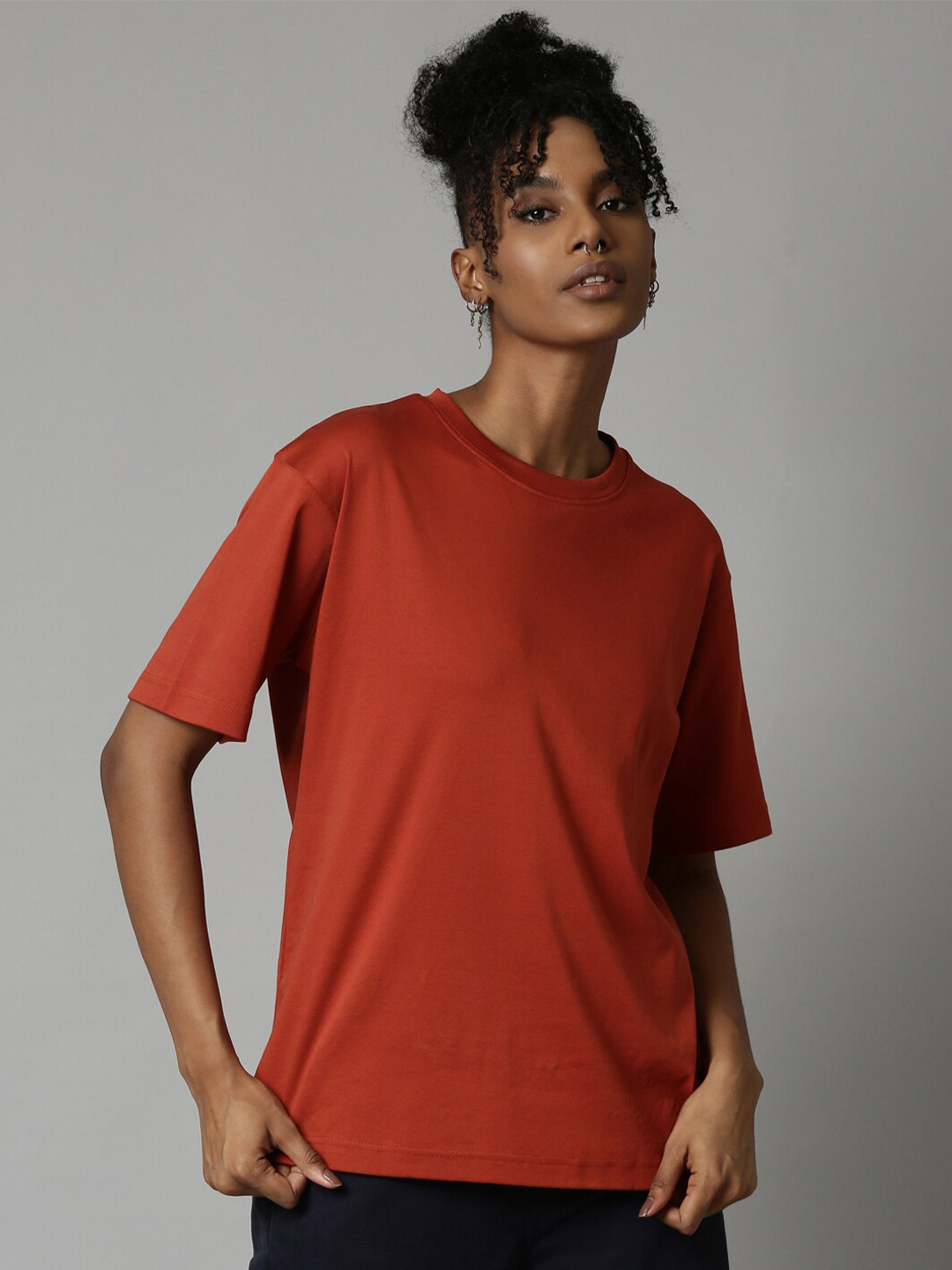 

Breakbounce Drop-Shoulder Cotton T-shirt, Rust