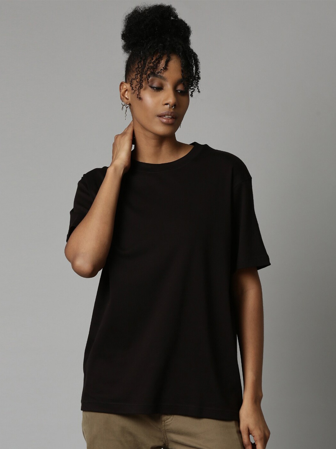 

Breakbounce Drop-Shoulder Cotton T-shirt, Black
