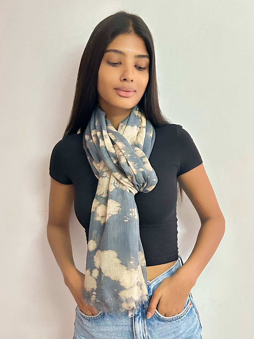 

Ayesha Tie & Dyed Scarf, Grey