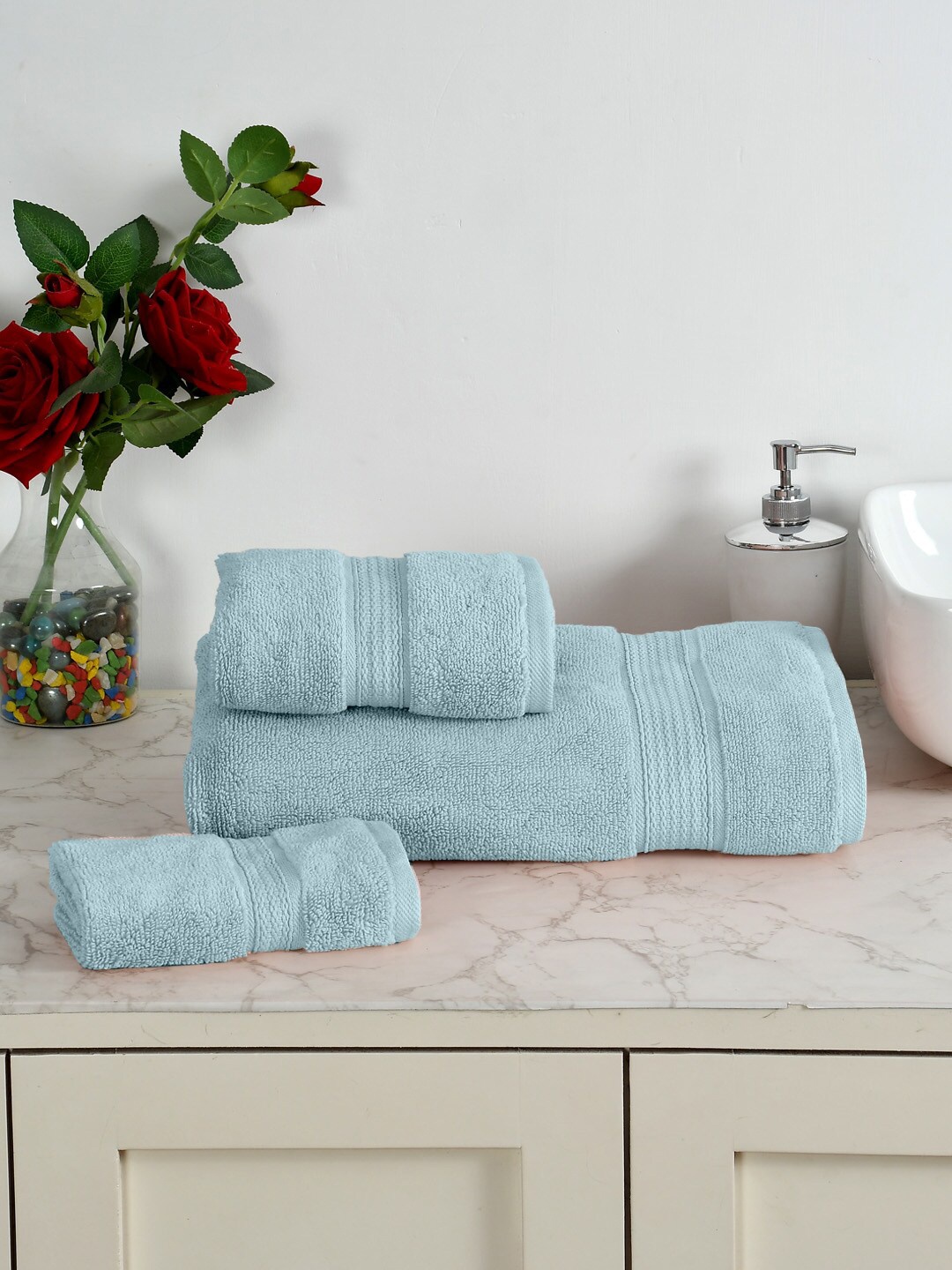 

AVI Living Blue 3 Pieces 450 GSM Pure Cotton Towels