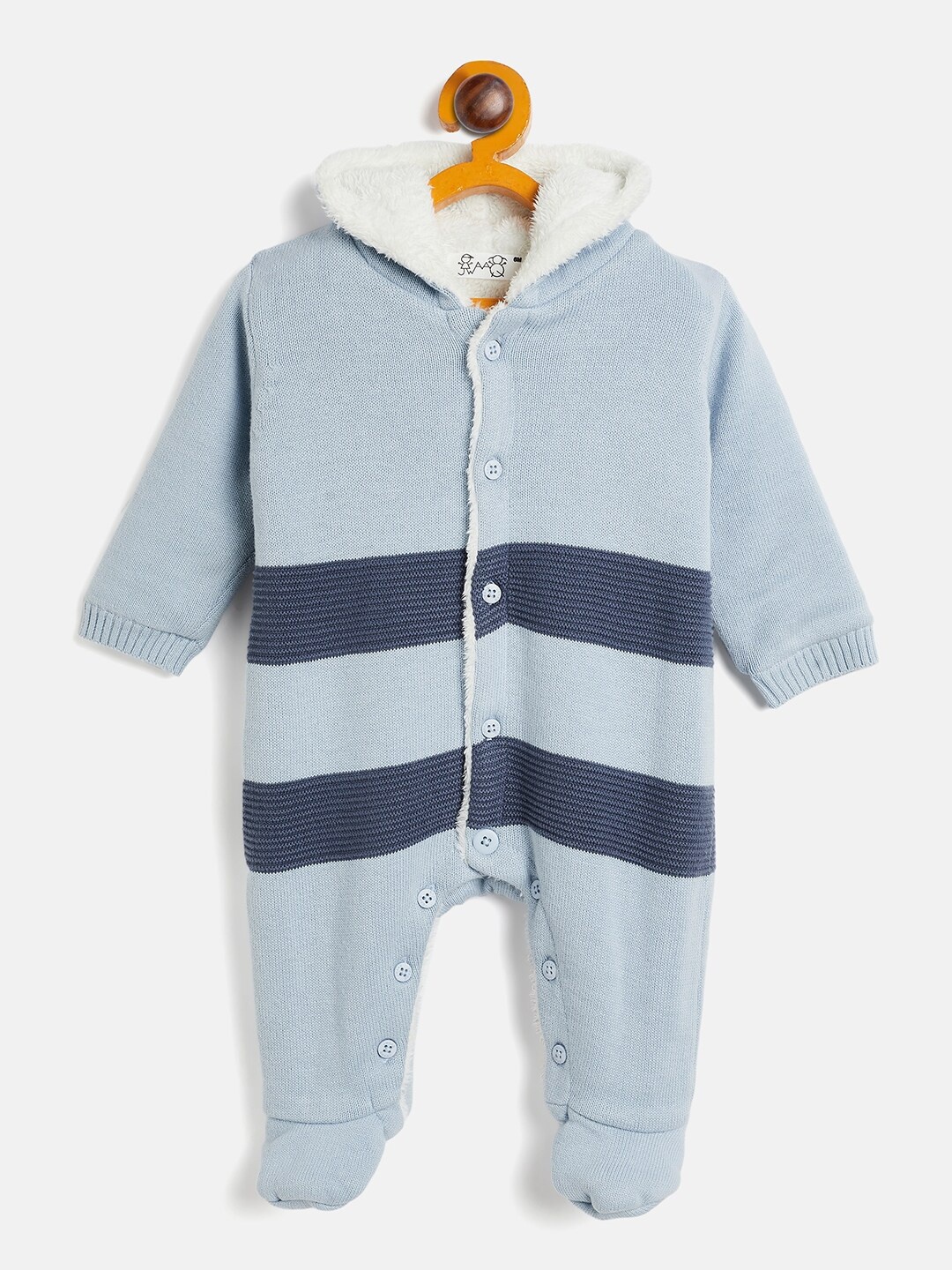 

JWAAQ Infants Unisex Full Sleeve Winter Pure Cotton Romper, Blue