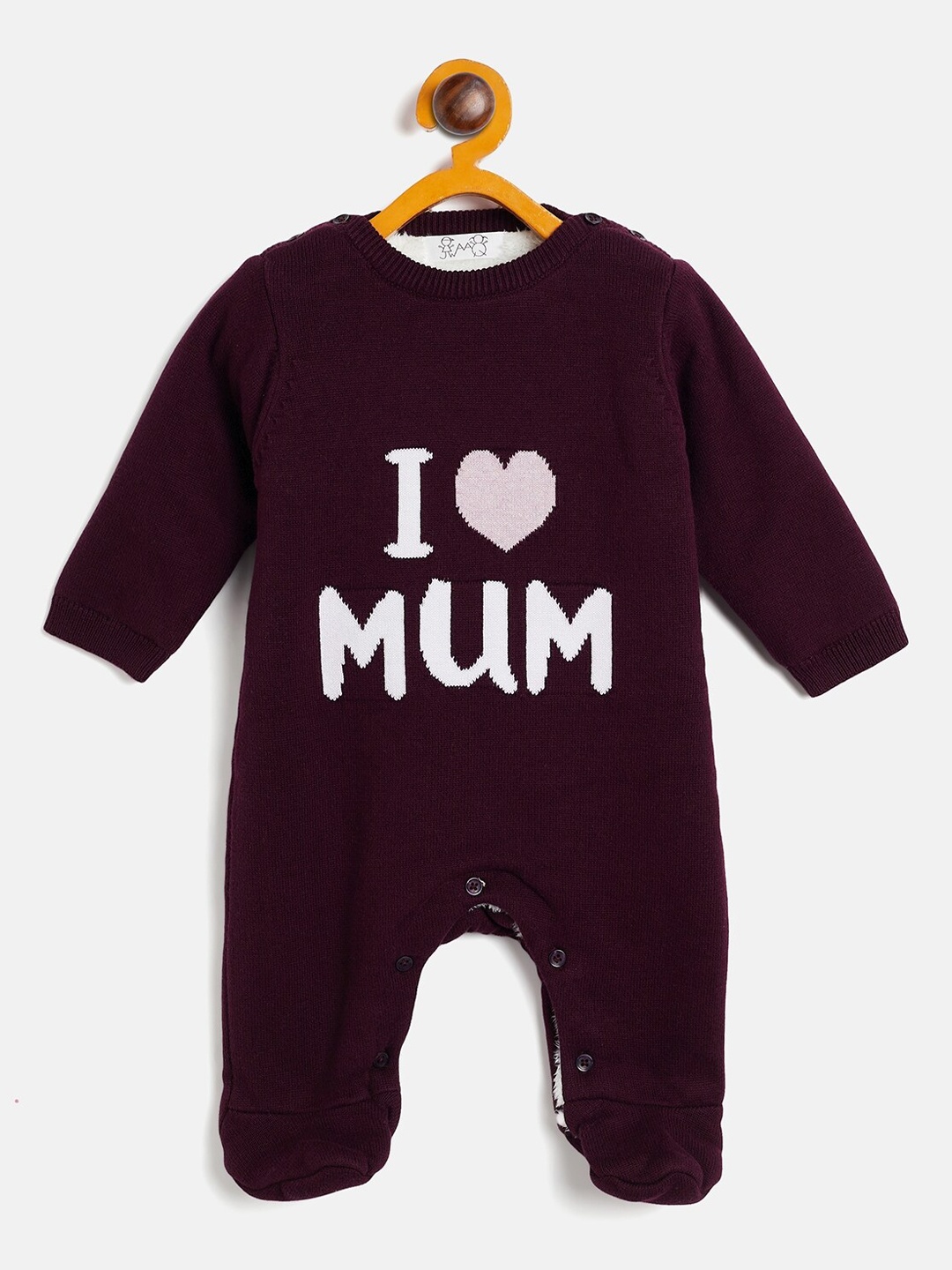 

JWAAQ Infants Unisex Winter Typography Printed Pure Cotton Romper, Purple