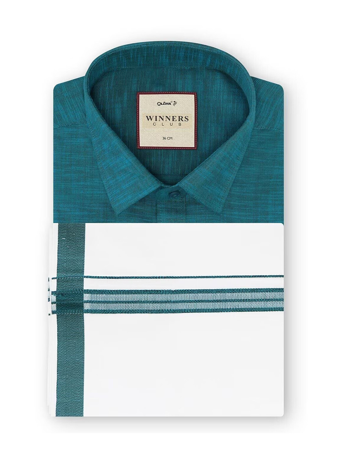 

ALAYA Men Shirt With Border Dhoti, Blue