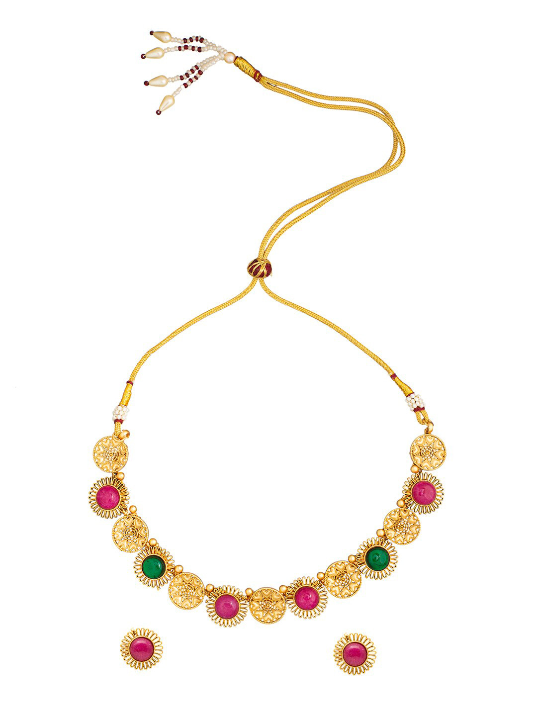 

Shining Jewel - By Shivansh Gold-Plated Stone-Studded Jewellery Set