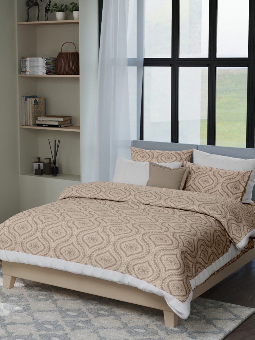 

LABHAM Kadambari Brown Printed Pure Cotton Double XL Duvet Cover