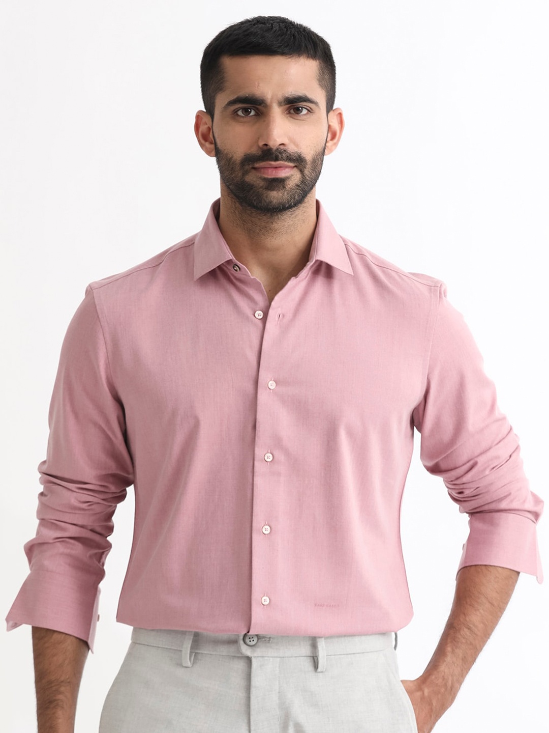 

RARE RABBIT Men Gunjan Slim Fit Cotton Shirt, Pink