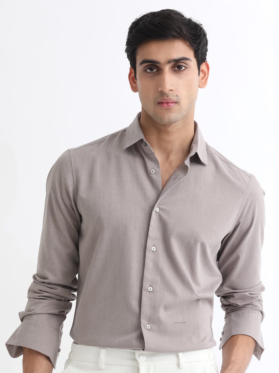 

RARE RABBIT Men Gunjan Slim Fit Cotton Shirt, Khaki