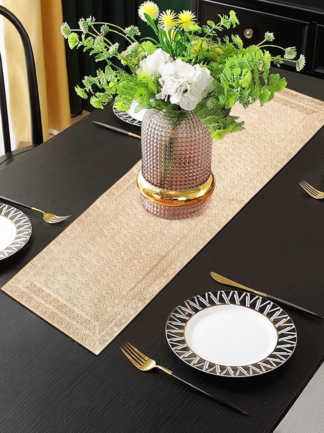 

Dakshya Industries Gold Toned Textured Waterproof Runner