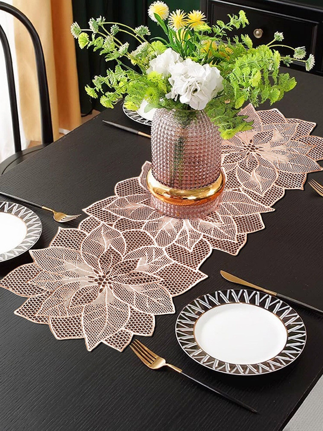 

Dakshya Industries Copper Toned Sunflower Design Runner